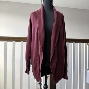 Gap Cardigan Sweater M/L Burgundy Knit Long Sleeve Shawl Collar Open Front